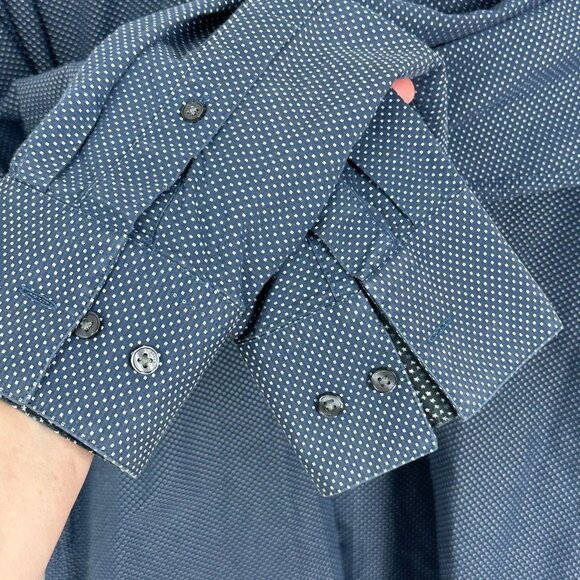 Ted Baker Endurance Tamson Button Front Collared Shirt Blue Print Mens Size 16 - Picture 4 of 12